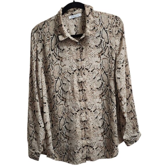ROSE + OLIVE SNAKESKIN PRINT BLOUSE SIZE XL - Picture 2 of 12